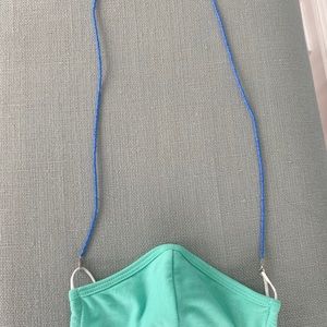 Mask strap/lanyard/necklace w/ cobalt blue beads